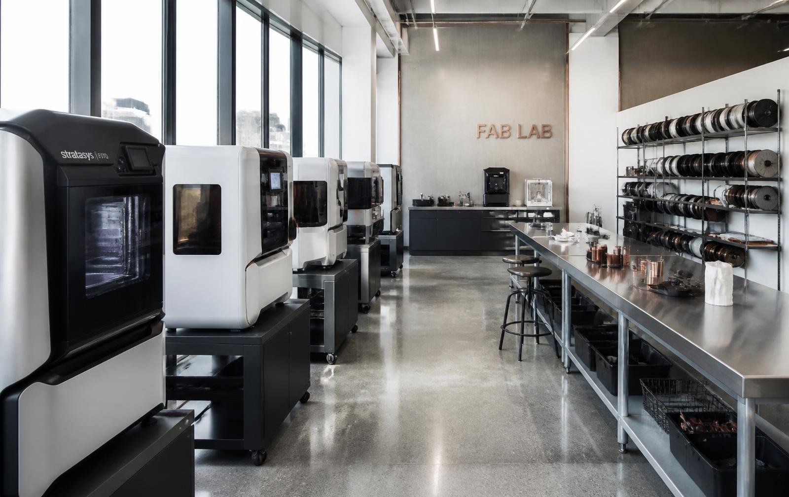 100KRAFT fabrication laboratory with 3D printers, materials and engineering tools